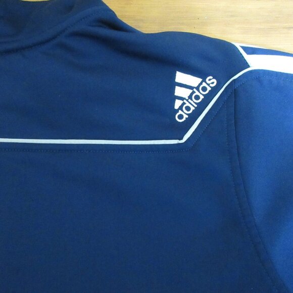 Adidas Womens Jacket Sz XL Navy w/White Arm 3-Stripe Full Zip Reflective Pockets - Picture 9 of 9